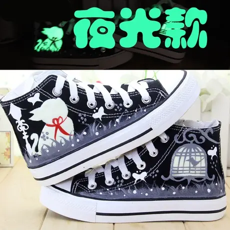 高帮帆布鞋夜光鞋女款2024新款春夏休闲鞋学生运动鞋板鞋女鞋男鞋商品大图