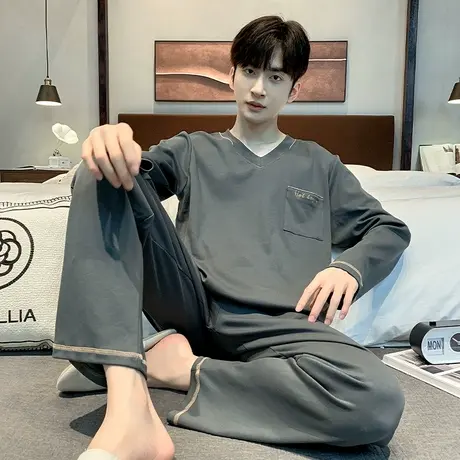 纯棉睡衣男2023新款男士春秋款男款春秋季秋装套头套装长袖家居服商品大图