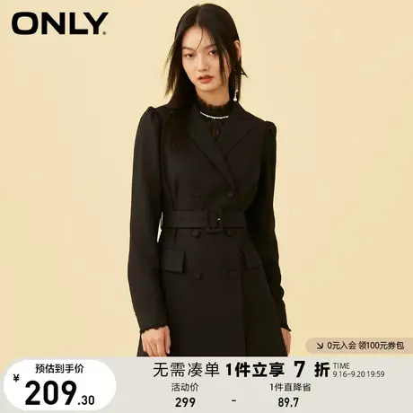 ONLY奥莱夏季黑色修身A字收腰显瘦西装连衣裙女图片