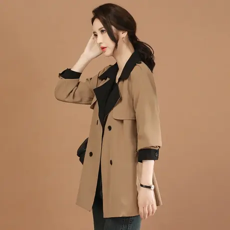 韩潮袭人复古西装领中长款风衣女2024春新款小个子宽松休闲外套商品大图