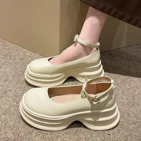 玛丽珍小皮鞋女2024新款春季厚底高跟乐福鞋小个子配裙子法式单鞋商品大图