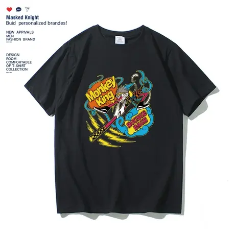 夏季新款中国风国潮孙悟空t恤短袖男学生宽松圆领上衣半袖体恤衫图片