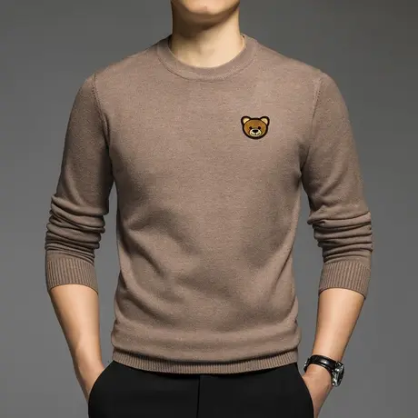 男士毛衣2023新款秋冬季保暖内搭打底衫圆领针织衫毛线衣小熊毛衫图片