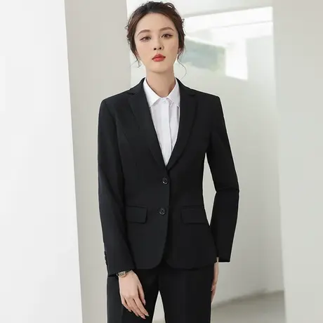 策蔓职业西装女士西服外套正装春秋商场职场经理公务员工作服藏青商品大图