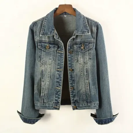 牛仔外套女春秋短款新款修身学生长袖大码牛仔服小个子上衣怀旧商品大图