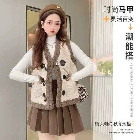 羊羔毛马甲女2022秋冬新款加棉加厚坎肩外穿宽松无袖马夹背心外套图片
