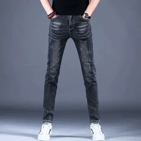 2023男士新款秋款牛仔裤男款修身抓痕小脚裤春夏轻奢潮牌百搭裤子商品大图