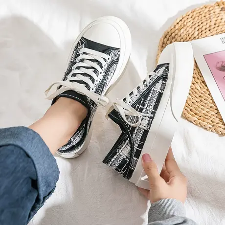 帆布鞋女鞋2021新款夏季薄款ulzzang百搭小白鞋韩版小众原创板鞋商品大图