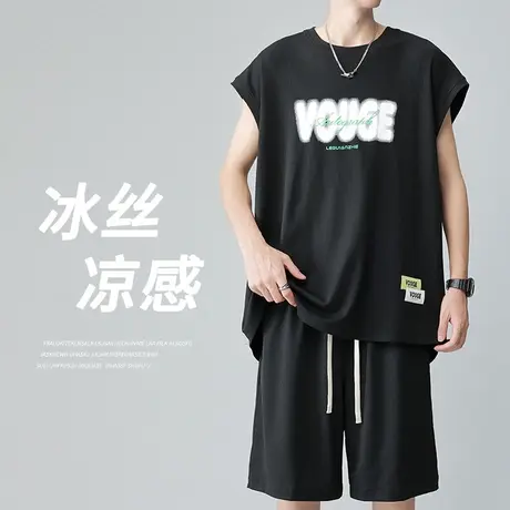 无袖坎肩背心套装男潮流运动短裤冰丝速干搭配薄款夏季篮球两件套商品大图