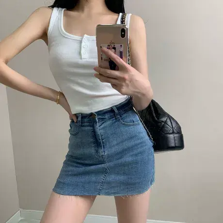 胖mm大码运动吊带背心女外穿夏季修身显瘦短款内搭打底上衣ins潮商品大图