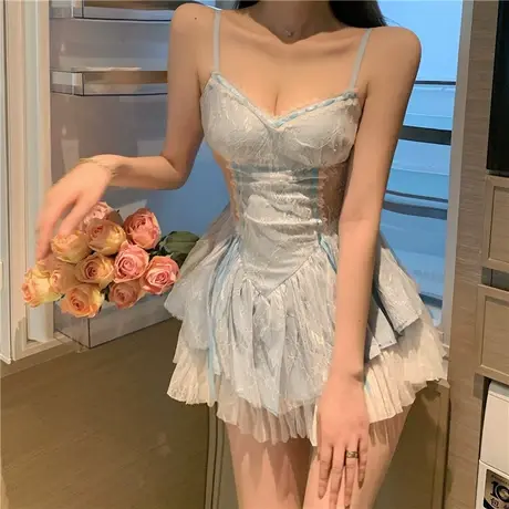 蕾丝吊带睡裙女性感高级感夏季睡衣裙夏天法式吊带连衣裙显瘦短裙图片