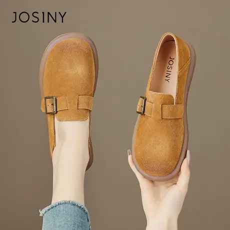 Josiny/卓诗尼复古勃肯鞋女2024新款春季一脚蹬软底妈妈鞋小皮鞋商品大图