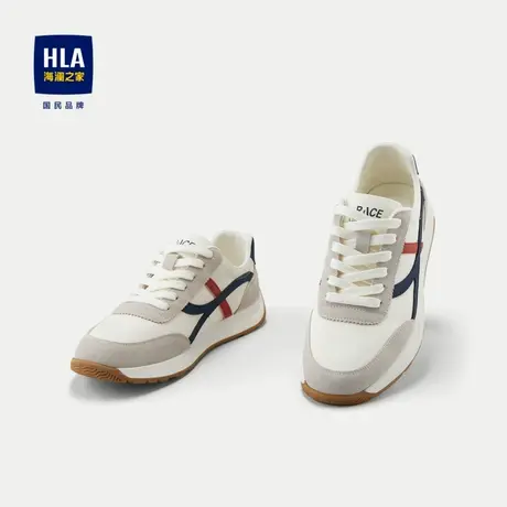 HLA/海澜之家舒适休闲布鞋2024新款圆头耐穿系带时尚撞色男鞋商品大图
