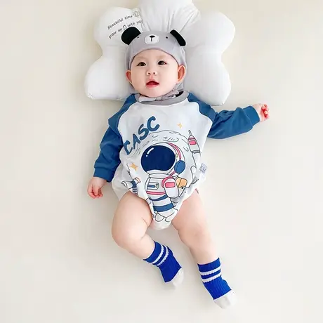 新生婴儿连体衣服夏季薄款套装纯棉空调睡衣宝宝夏装长袖哈衣爬服商品大图