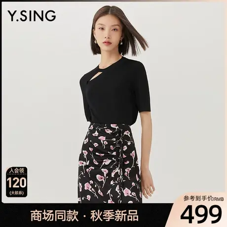 【商场同款】Y.SING衣香丽影2023秋季新款黑色针织衫YMS22307119图片