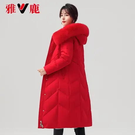 雅鹿大狐狸毛领羽绒服女中长款2022冬季新款长过膝时尚宽松外套潮商品大图