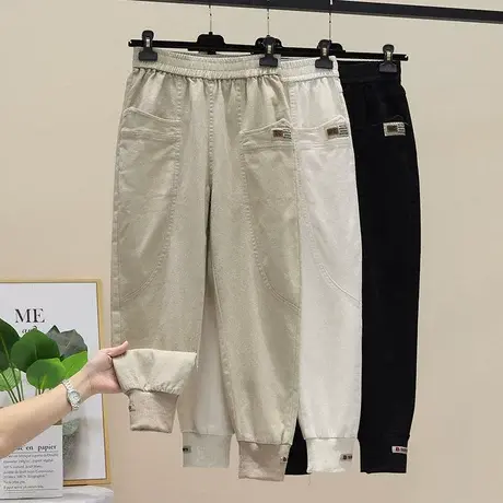 休闲运动裤女宽松束脚小个子女裤春秋薄款九分休闲裤子2023新款潮商品大图