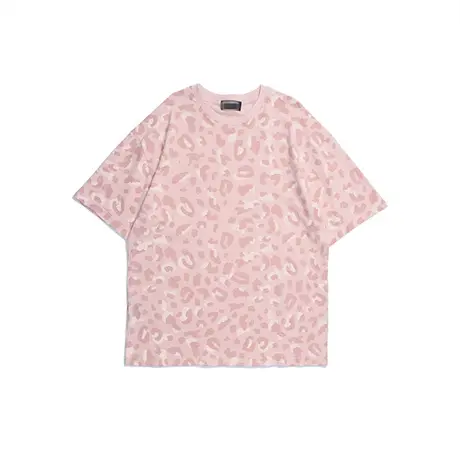2023年春夏季新款豹纹情侣女装设计感小众上衣服ins潮宽松短袖t恤图片
