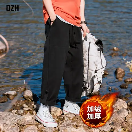 男士休闲男裤加绒加厚2023冬季新款直筒工装裤潮牌男款日系运动裤商品大图