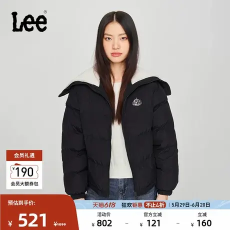 Lee舒适版仿羊羔毛水手领黑色女保暖夹棉外套休闲潮LWT0089065UK图片