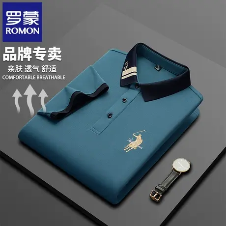 罗蒙夏季男士刺绣POLO衫夏季薄款翻领短袖t恤休闲中年商务半袖N2Z图片