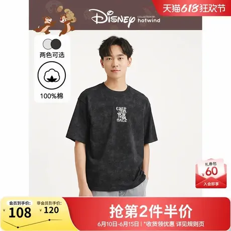 【迪士尼系列】热风2025年夏季新款男士奇奇蒂蒂系列印花短T-DSN商品大图