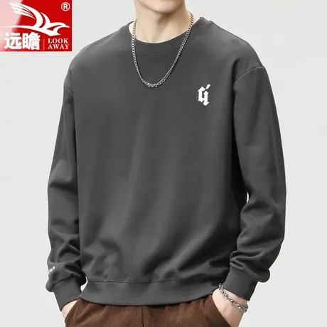 圆领卫衣男士宽松百搭休闲长袖T恤春秋季潮牌套头打底衫上衣男款图片