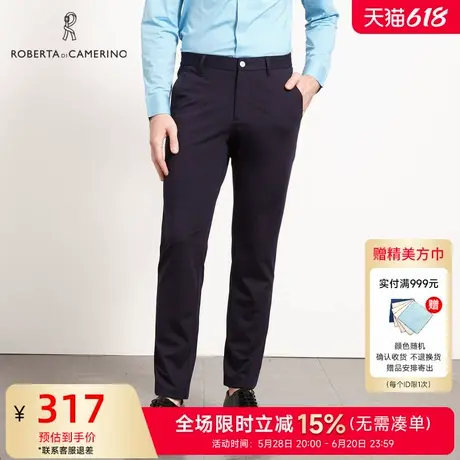 [时尚都市]ROBERTA诺贝达男装男士休闲裤夏季新款商务纯色直筒裤商品大图