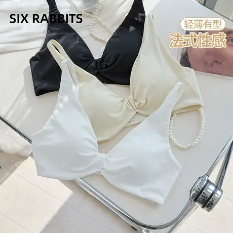六只兔子法式性感内衣女柔软亲肤小胸聚拢扭结设计无钢圈轻薄文胸商品大图