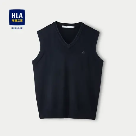 HLA/海澜之家时尚休闲套头V领针织背心秋季款包芯纱柔软马甲男士图片