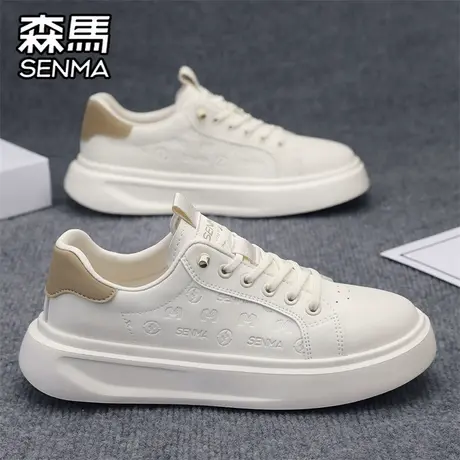 森马男鞋夏季低帮运动休闲板鞋男士一脚蹬皮鞋真皮软底百搭小白鞋商品大图