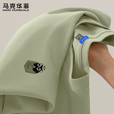 马克华菲简约长袖t恤男纯棉2025新款秋季宽松圆领上衣男款打底衫X商品大图