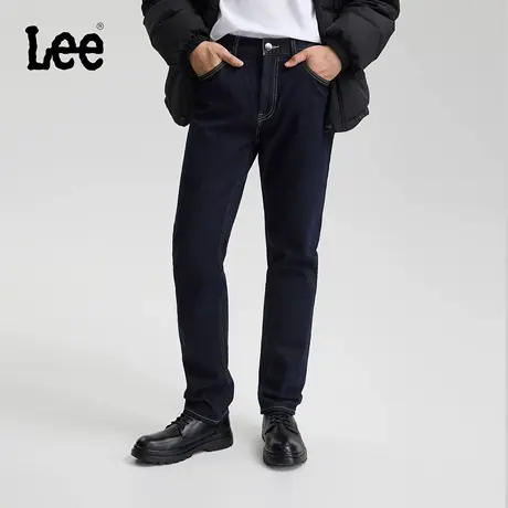 【张凌赫代言】Lee25冬新705锥形不易褪色深蓝色磨毛男牛仔裤保暖商品大图