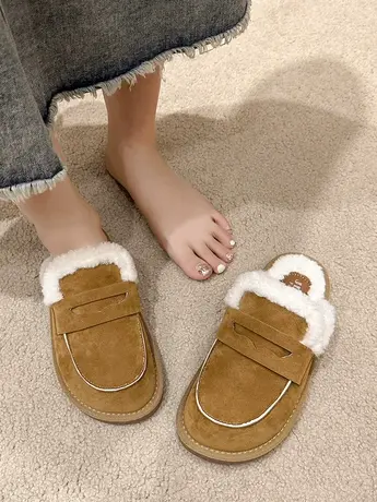 网红爆款毛毛拖鞋女外穿2023年新款秋冬懒人鞋拖包头半拖鞋棉拖鞋商品大图