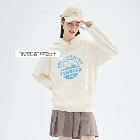 【奥莱正品清仓】坦博尔舒适薄款小众慵懒风卫衣连帽设计感上衣女图片