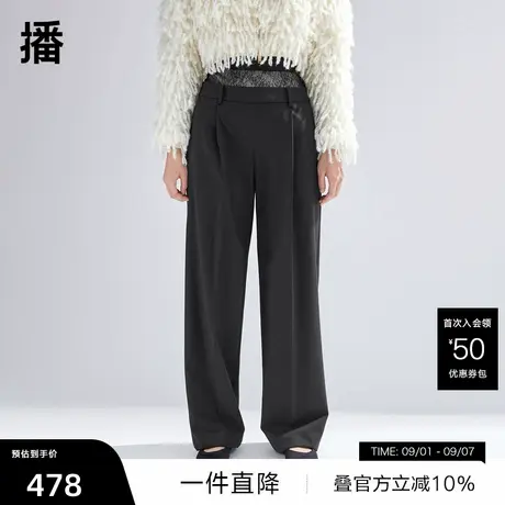 播黑标系列高腰阔腿裤女商场同款时髦休闲西装裤BDR1KD2119商品大图