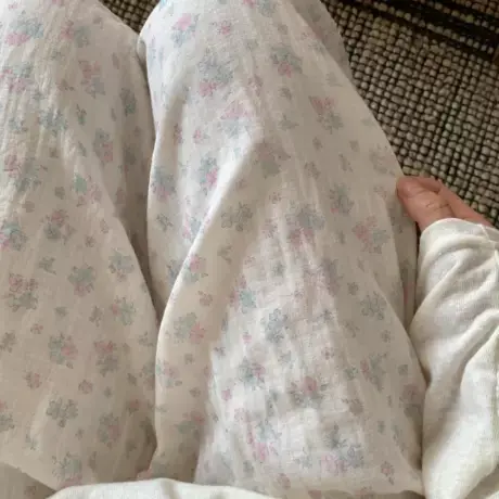 A类精梳棉棉纱花边睡裤复古甜美碎花睡裤女春秋款长裤可外穿商品大图