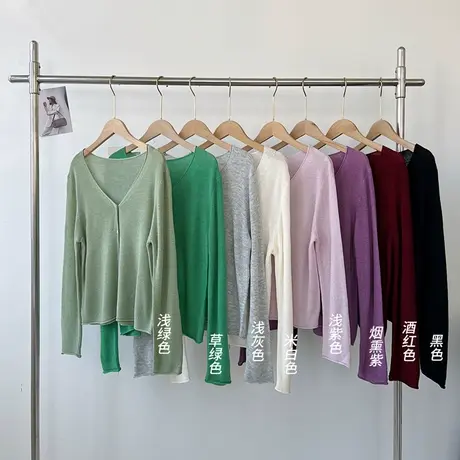 享永子【细腻柔软】6%羊毛 软糯百搭针织开衫毛衣纯色上衣女商品大图