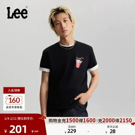 Lee26春夏新品标准版圆领卡通图案印花男短袖T恤潮流LMT0122174LE图片