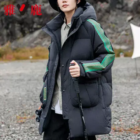 雅鹿官方冬季正品女士新款防寒保暖修身中长款羽绒服情侣款外套商品大图