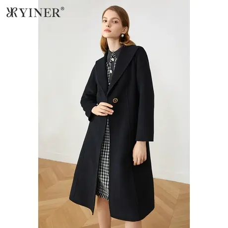 YINER音儿女装2021冬季新款中长款羊毛毛呢外套商品大图