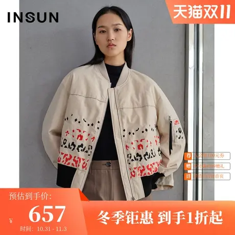 恩裳春季时尚宽松拼接撞色短款白鹅绒羽绒服外套女商品大图