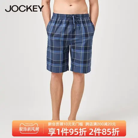 Jockey睡裤男短裤夏季纯棉家居裤系带男士中裤五分裤可外穿裤子图片