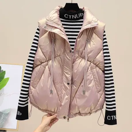 秋冬短款羽绒棉马甲女装2023新款韩版宽松加厚宽松无袖坎肩外套潮商品大图