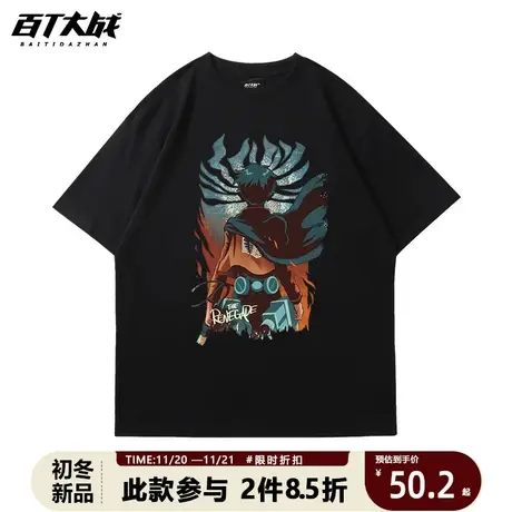 进击的巨人动漫t恤日系复古vintage青少年衣服男短袖2022新款夏季商品大图