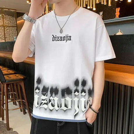 冰丝短袖t恤男士夏季2024新款潮牌男装青少年宽松男款夏装衣服男商品大图