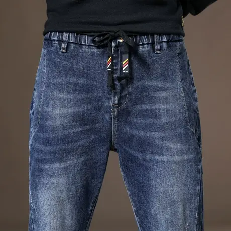 春季男装春装2024年新款潮流男士牛仔裤宽松紧高端弹力休闲长裤子商品大图