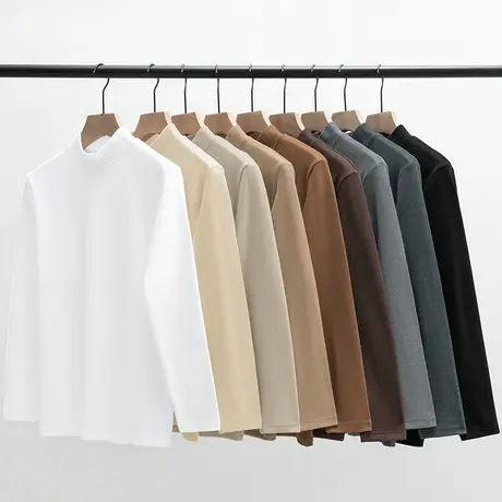 卫衣男秋冬款半高领无帽宽松潮流百搭保暖德绒双面绒中领长袖t恤商品大图