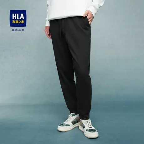 HLA/海澜之家宽松锥形23秋季仿铜氨松紧腰束脚口休闲裤男图片