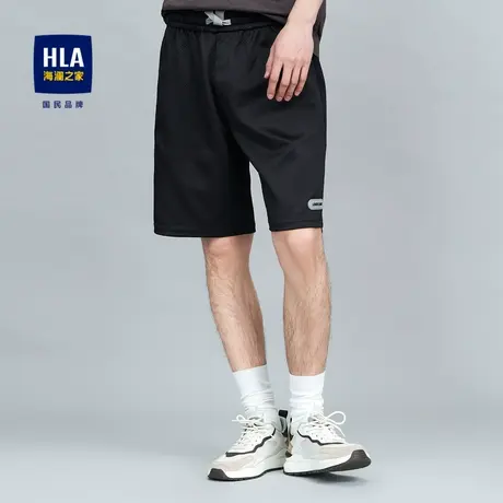 HLA/海澜之家2023热卖抽绳系带休闲中裤宽松水洗硅胶小标裤子男商品大图